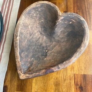 Heart-Shaped Handmade Wooden Dough Bowl